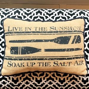 Burlap nautical pillow Navy & Tan